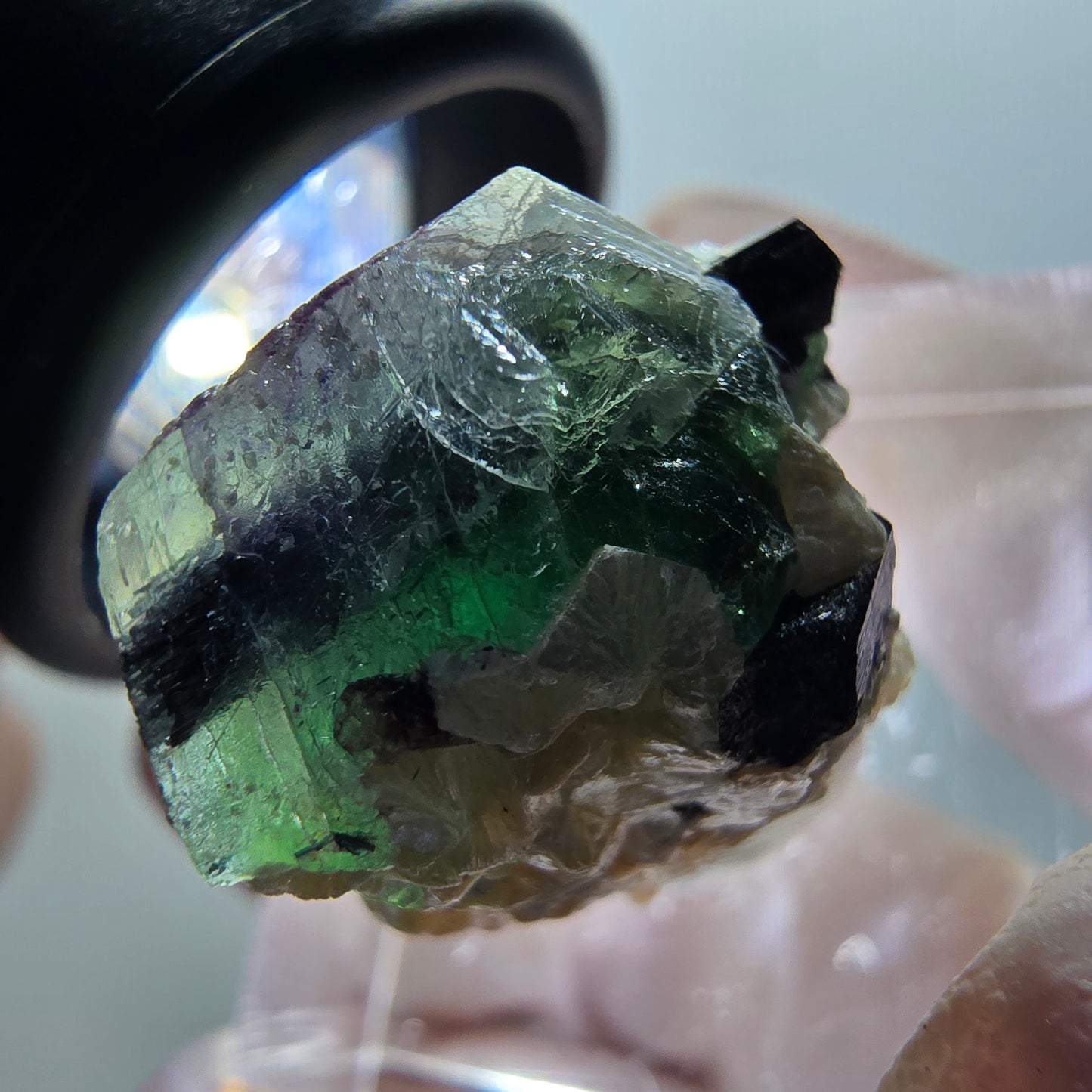 Phantom Fluorit Würfel, Schörl Turmalin, Muskovit Erongo, Namibia 20*20*16mm