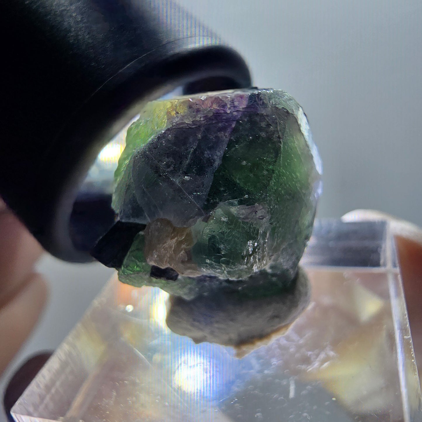 Phantom Fluorit Würfel, Schörl Turmalin, Muskovit Erongo, Namibia 20*20*16mm