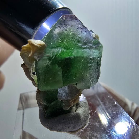 Phantom Fluorit Würfel, Schörl Turmalin, Muskovit Erongo, Namibia 26*19*13mm