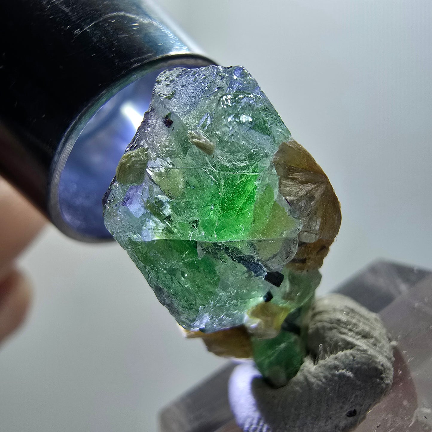 Phantom Fluorit Würfel, Schörl Turmalin, Muskovit Erongo, Namibia 26*19*13mm