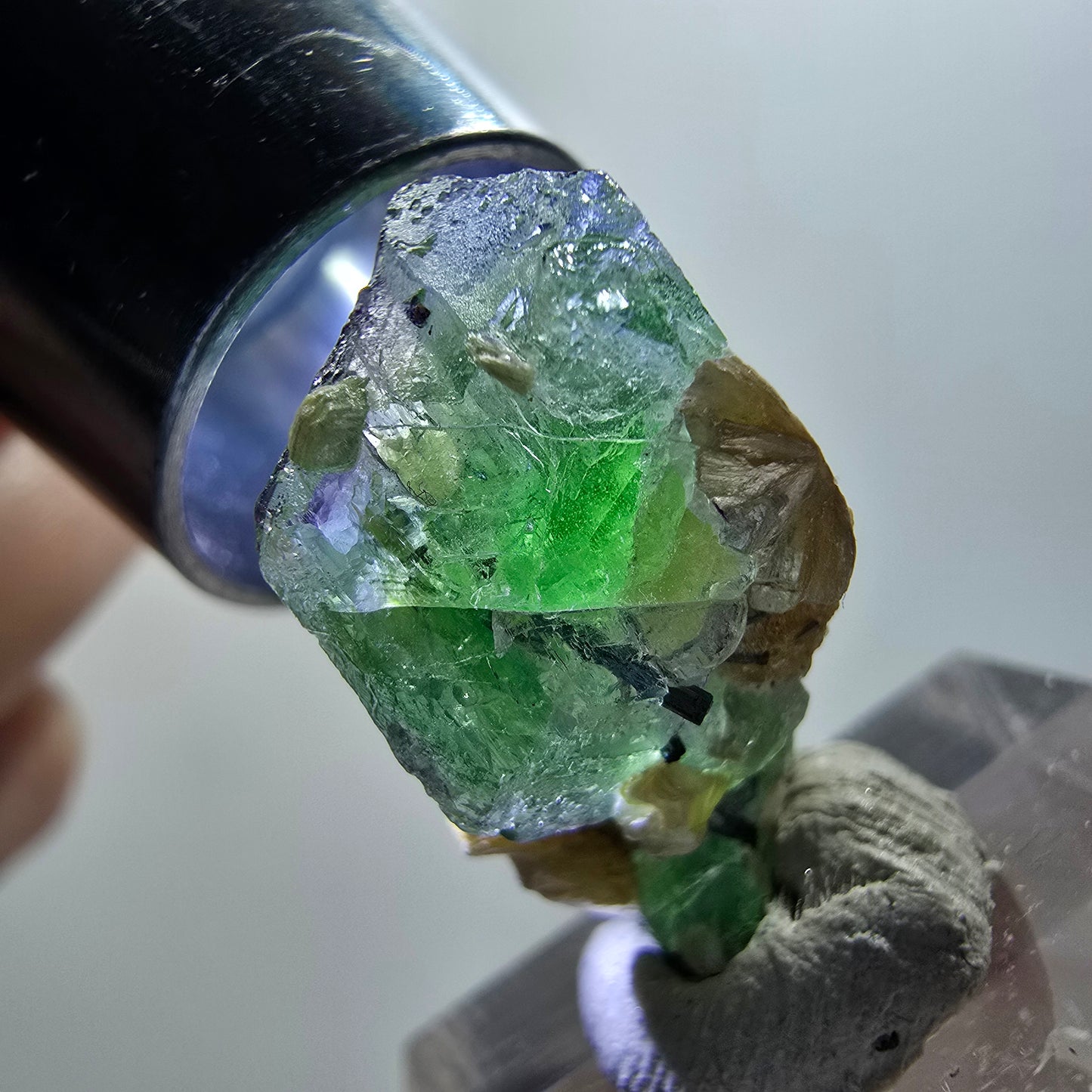 Phantom Fluorit Würfel, Schörl Turmalin, Muskovit Erongo, Namibia 26*19*13mm