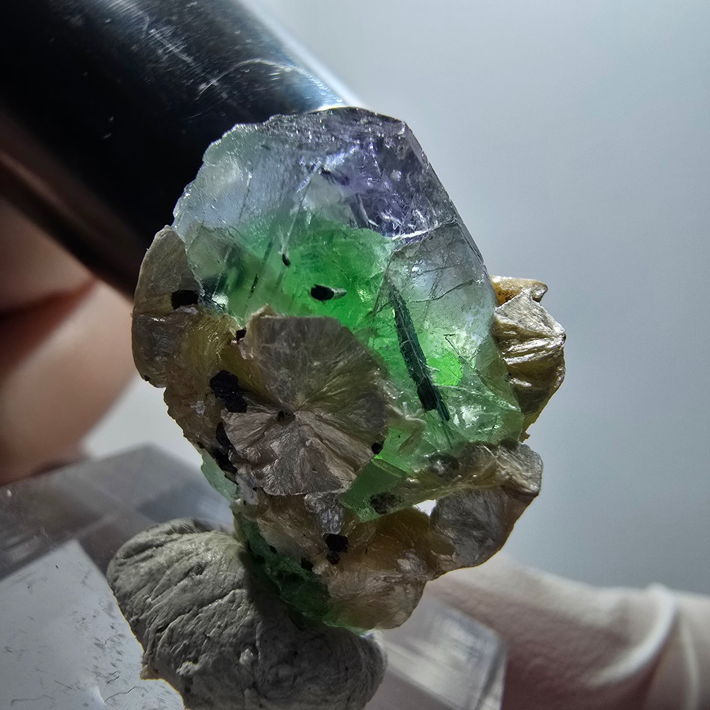 Phantom Fluorit Würfel, Schörl Turmalin, Muskovit Erongo, Namibia 26*19*13mm