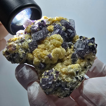 Bunte Phantom Fluorit, Schörl Turmalin, Muskovit Erongo, Namibia 62*51*35mm