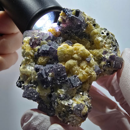 Bunte Phantom Fluorit, Schörl Turmalin, Muskovit Erongo, Namibia 62*51*35mm