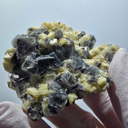 Bunte Phantom Fluorit, Schörl Turmalin, Muskovit Erongo, Namibia 68*53*32mm