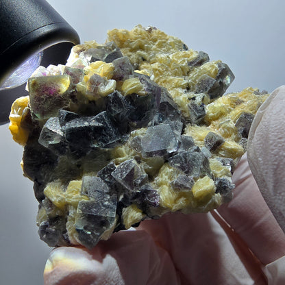 Bunte Phantom Fluorit, Schörl Turmalin, Muskovit Erongo, Namibia 68*53*32mm