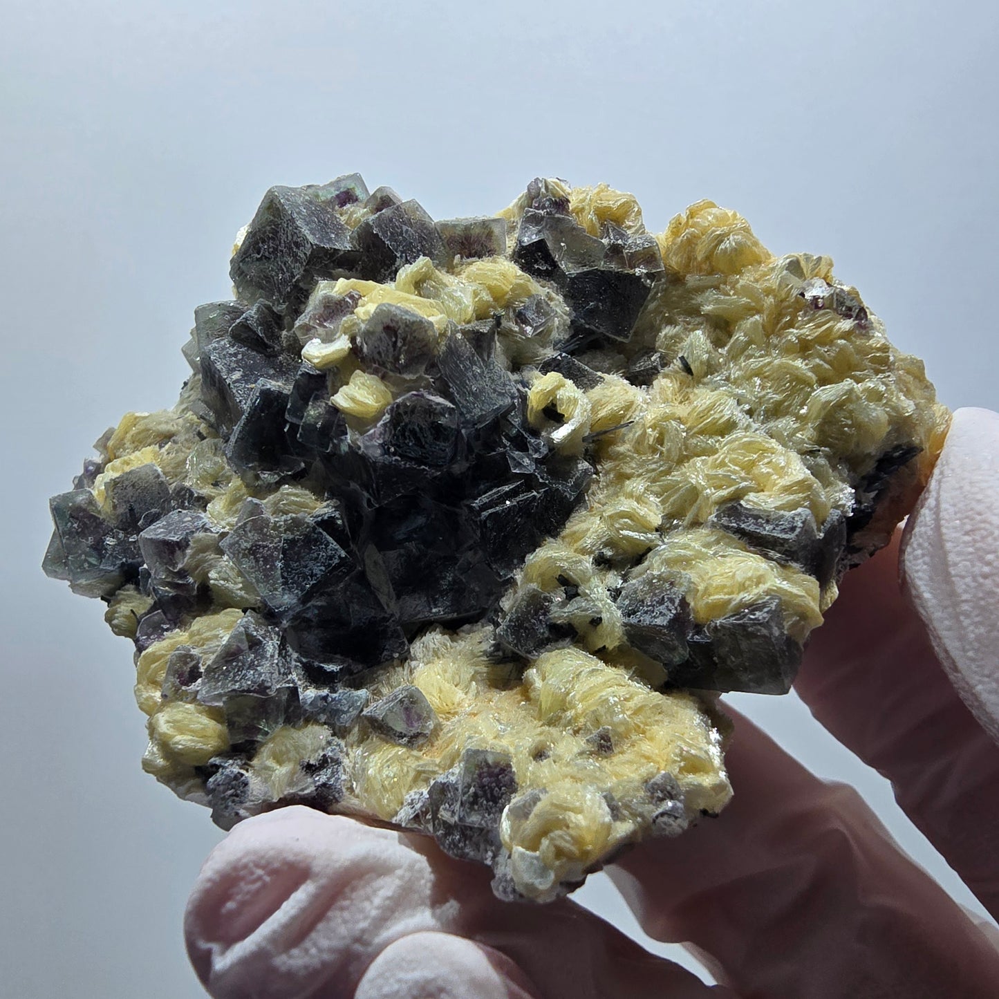 Bunte Phantom Fluorit, Schörl Turmalin, Muskovit Erongo, Namibia 68*53*32mm