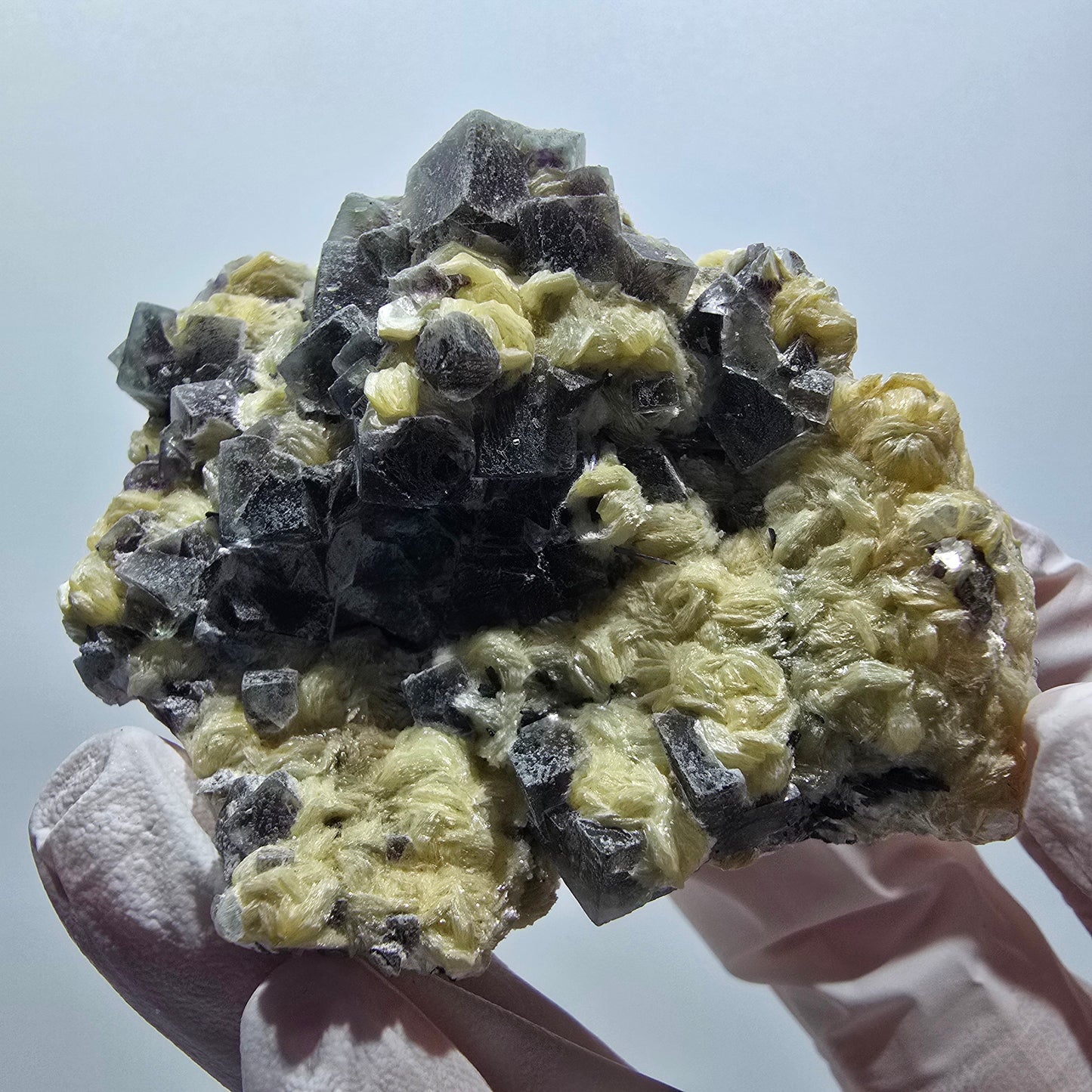 Bunte Phantom Fluorit, Schörl Turmalin, Muskovit Erongo, Namibia 68*53*32mm