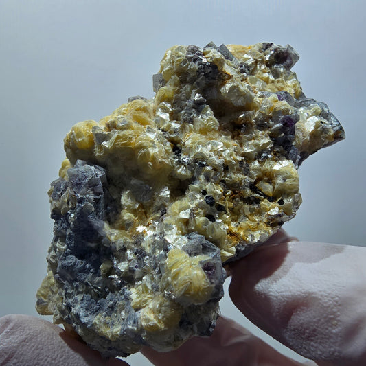 Bunte Phantom Fluorit Schörl Turmalin Muskovit Hyalit Erongo, Namibia 79*56*44mm