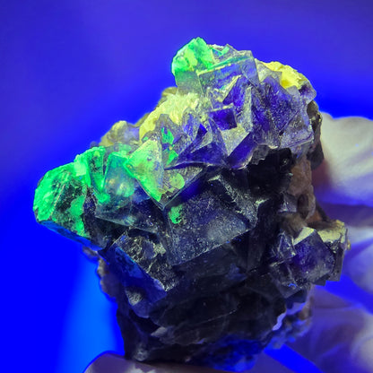 Bunte Phantom Fluorit Schörl Turmalin Muskovit Hyalit Erongo, Namibia 79*56*44mm