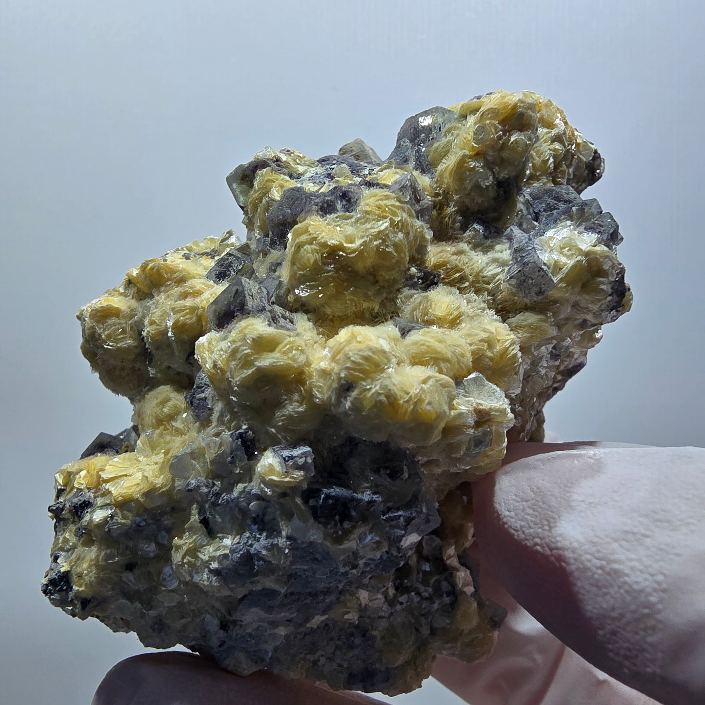 Bunte Phantom Fluorit Schörl Turmalin Muskovit Hyalit Erongo, Namibia 79*56*44mm