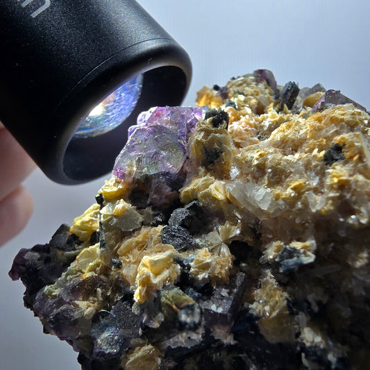 Bunte Phantom Fluorit, Schörl Turmalin, Muskovit Erongo, Namibia 69*52*26mm