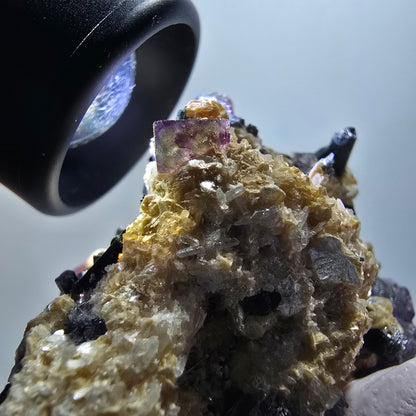 Bunte Phantom Fluorit, Schörl Turmalin, Muskovit Erongo, Namibia 69*52*26mm