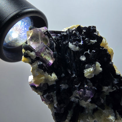 Bunte Phantom Fluorit, Schörl Turmalin, Muskovit Erongo, Namibia 66*39*43mm