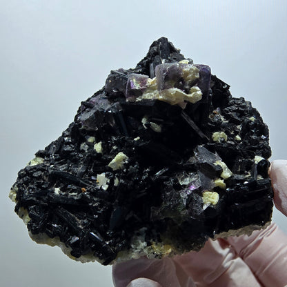 Bunte Phantom Fluorit, Schörl Turmalin, Muskovit Erongo, Namibia 61*53*52mm