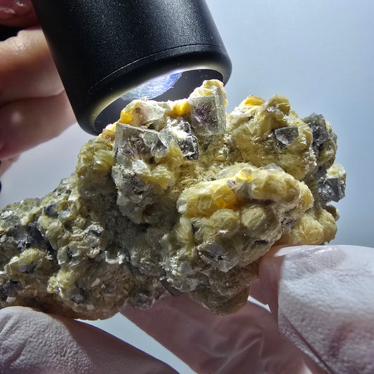 Bunte Phantom Fluorit, Schörl Turmalin, Muskovit Erongo, Namibia 80*38*44mm