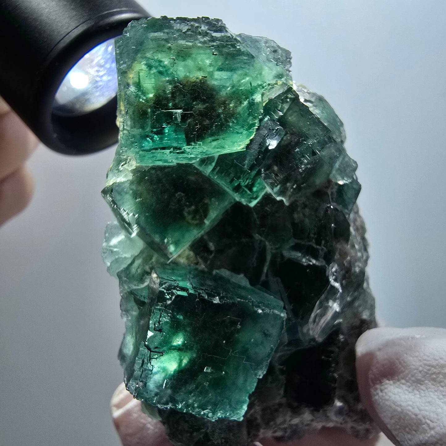 Seltene Phantom Fluorit Würfel, parkettiert, grün Okorusu, Namibia 83*46*44mm