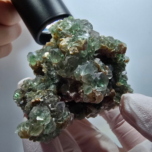 Seltene Phantom Fluorit Würfel, Muskovit Stufe Erongo, Namibia 77*54*59mm