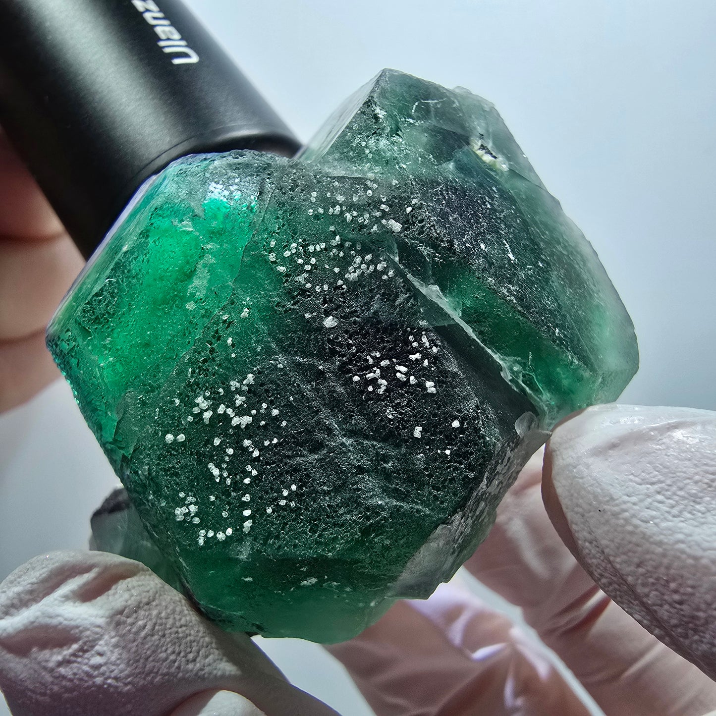 Phantom Fluorit, hexagonal, Schörl Turmalin, Muskovit Erongo, Namibia 62*50*39mm