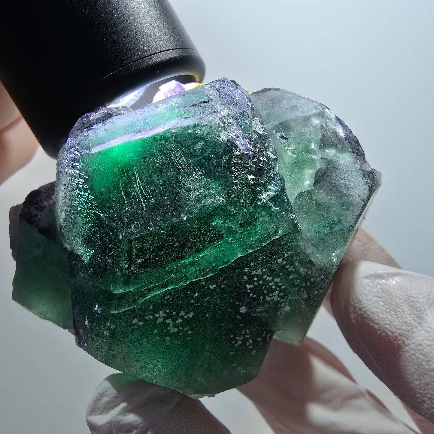 Phantom Fluorit, hexagonal, Schörl Turmalin, Muskovit Erongo, Namibia 62*50*39mm