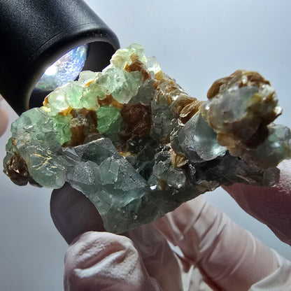 Seltene Phantom Fluorit Würfel, Muskovit Stufe Erongo, Namibia 68*51*41mm