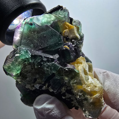 Phantom Fluorit, hexagonal, Schörl Turmalin, Muskovit Erongo, Namibia 67*61*49mm