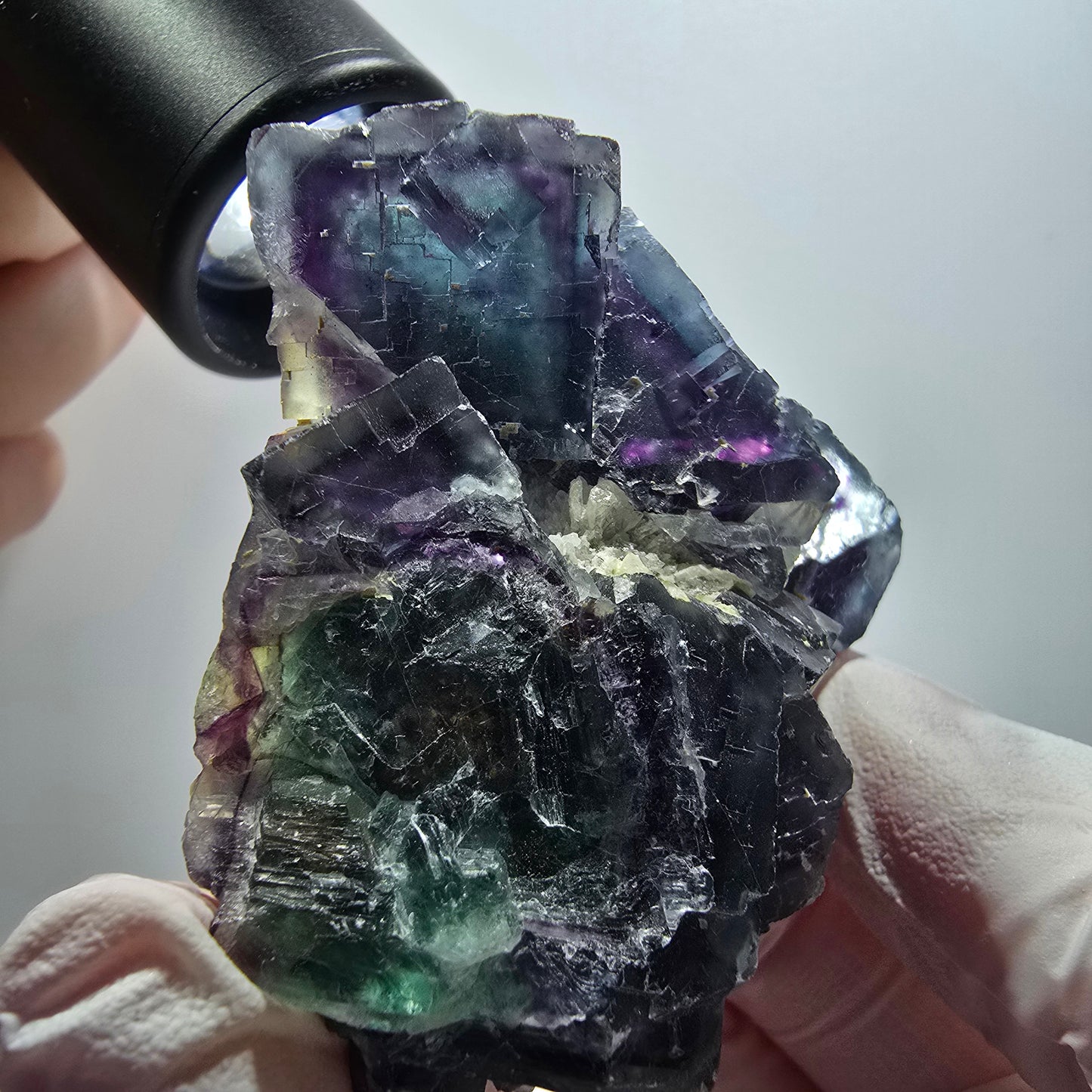 Seltene Phantom Fluorit Würfel parkettiert grün lila Okorusu, Namibia 63*57*26mm