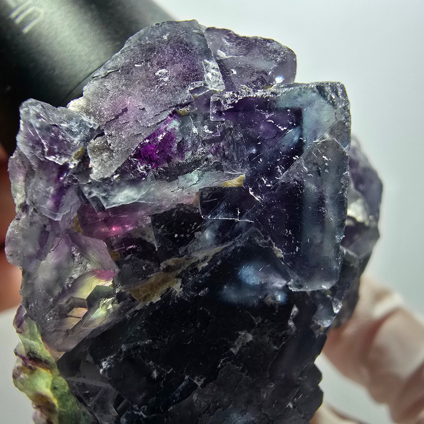 Seltene Phantom Fluorit Würfel parkettiert grün lila Okorusu, Namibia 63*57*26mm