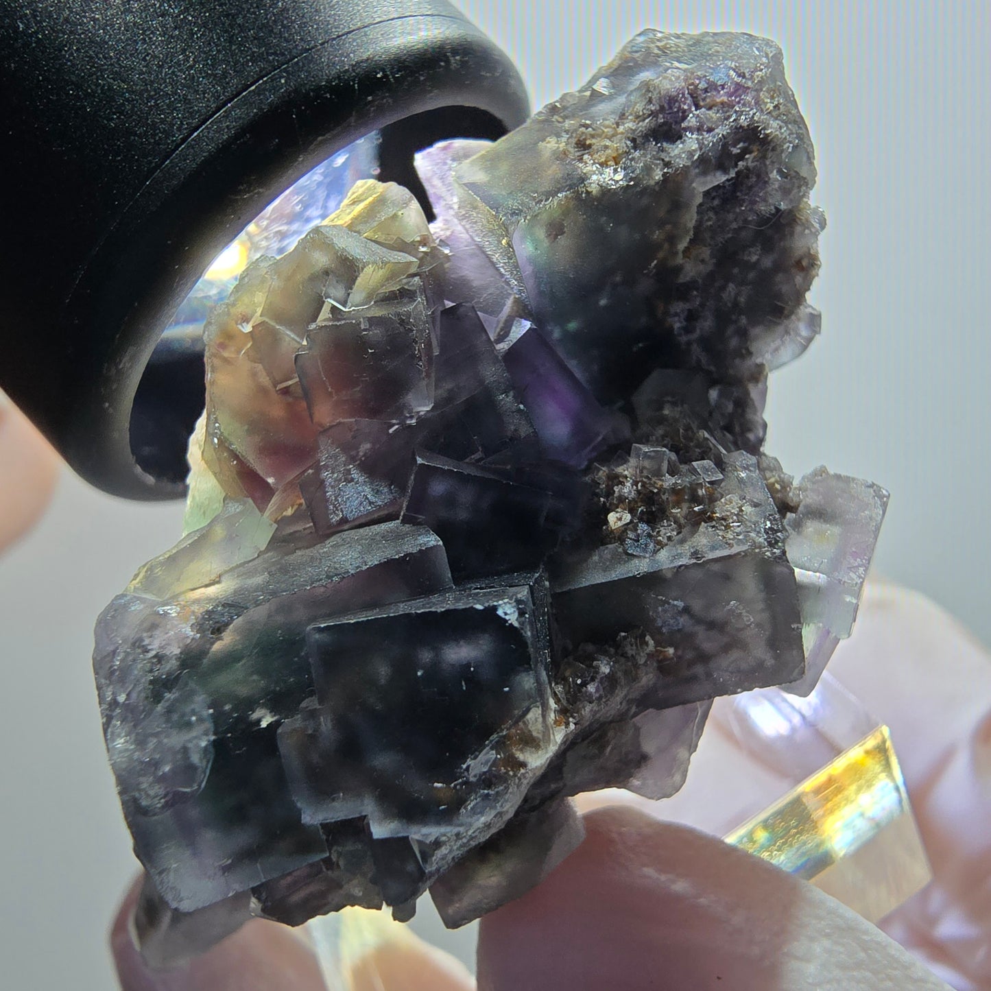 Seltene Phantom Fluorit Würfel, grün lila Okorusu, Namibia 51*31*28mm