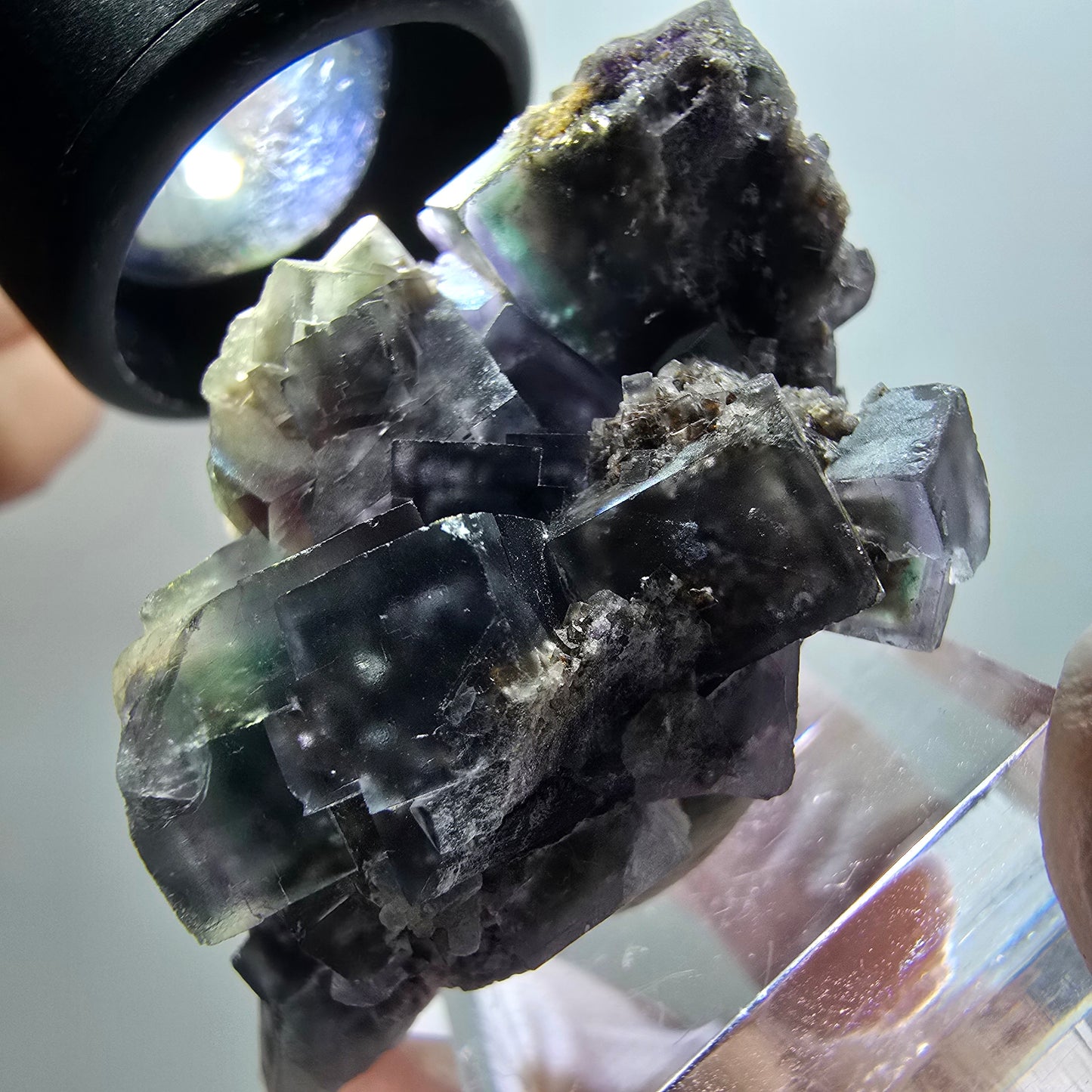 Seltene Phantom Fluorit Würfel, grün lila Okorusu, Namibia 51*31*28mm