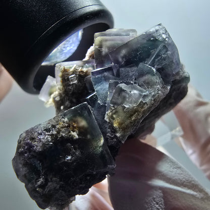 Seltene Phantom Fluorit Würfel, grün lila Okorusu, Namibia 51*31*28mm