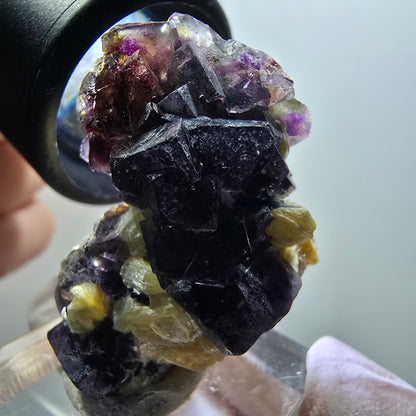 Bunte Phantom Fluorit, Schörl Turmalin, Muskovit Erongo, Namibia 36*25*20mm