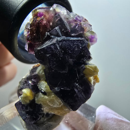 Bunte Phantom Fluorit, Schörl Turmalin, Muskovit Erongo, Namibia 36*25*20mm