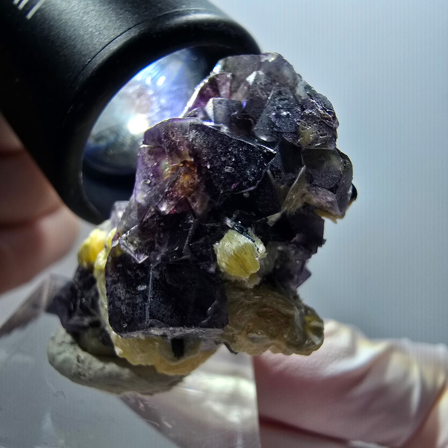 Bunte Phantom Fluorit, Schörl Turmalin, Muskovit Erongo, Namibia 36*25*20mm