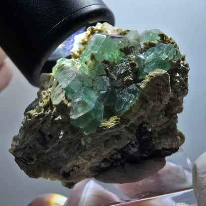 Phantom Fluorit, Schörl Turmalin, Muskovit, Rauchquarz Erongo Namibia 43*33*25mm