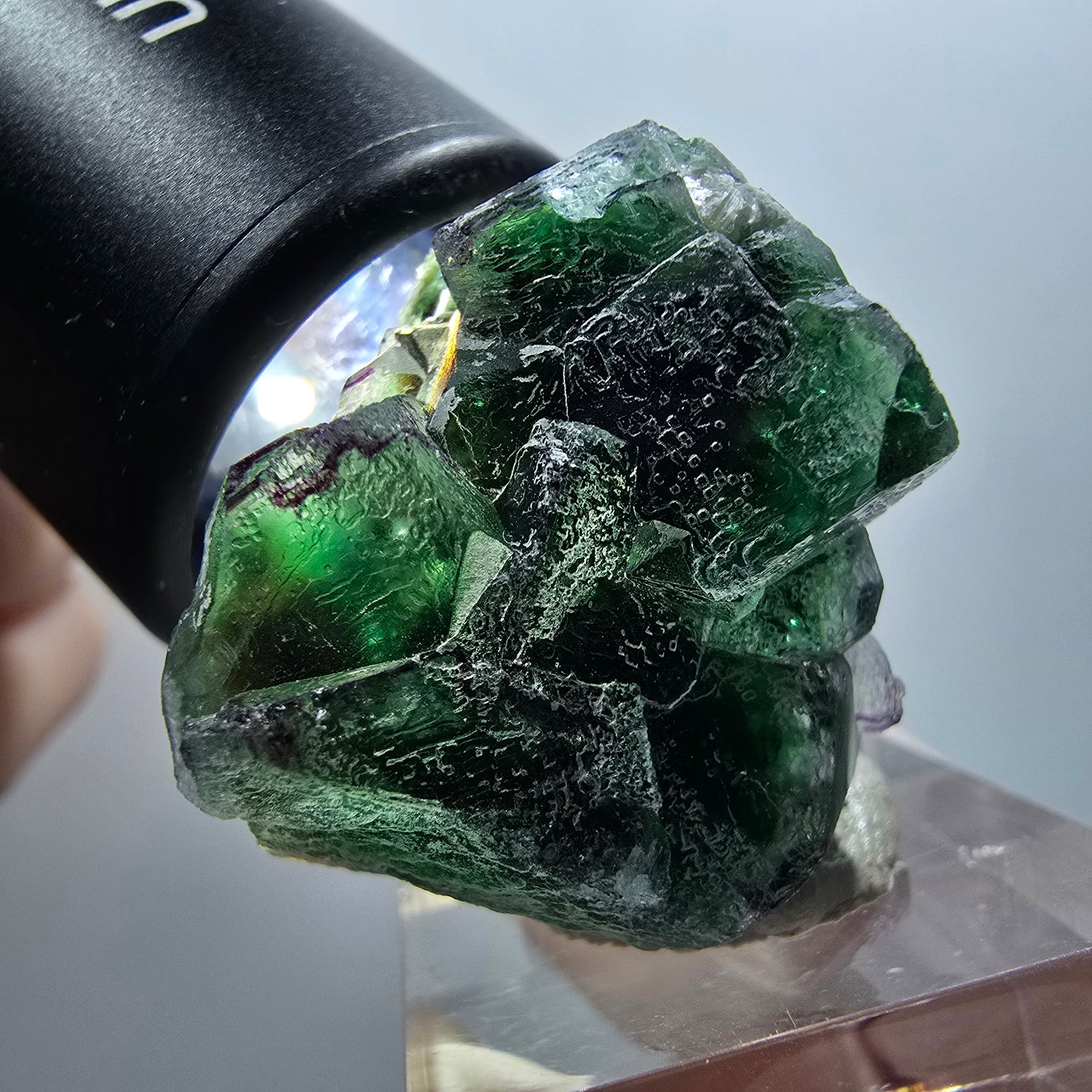 Seltene Phantom Fluorit, zonal, Muskovit Stufe Erongo, Namibia 34*31*25mm