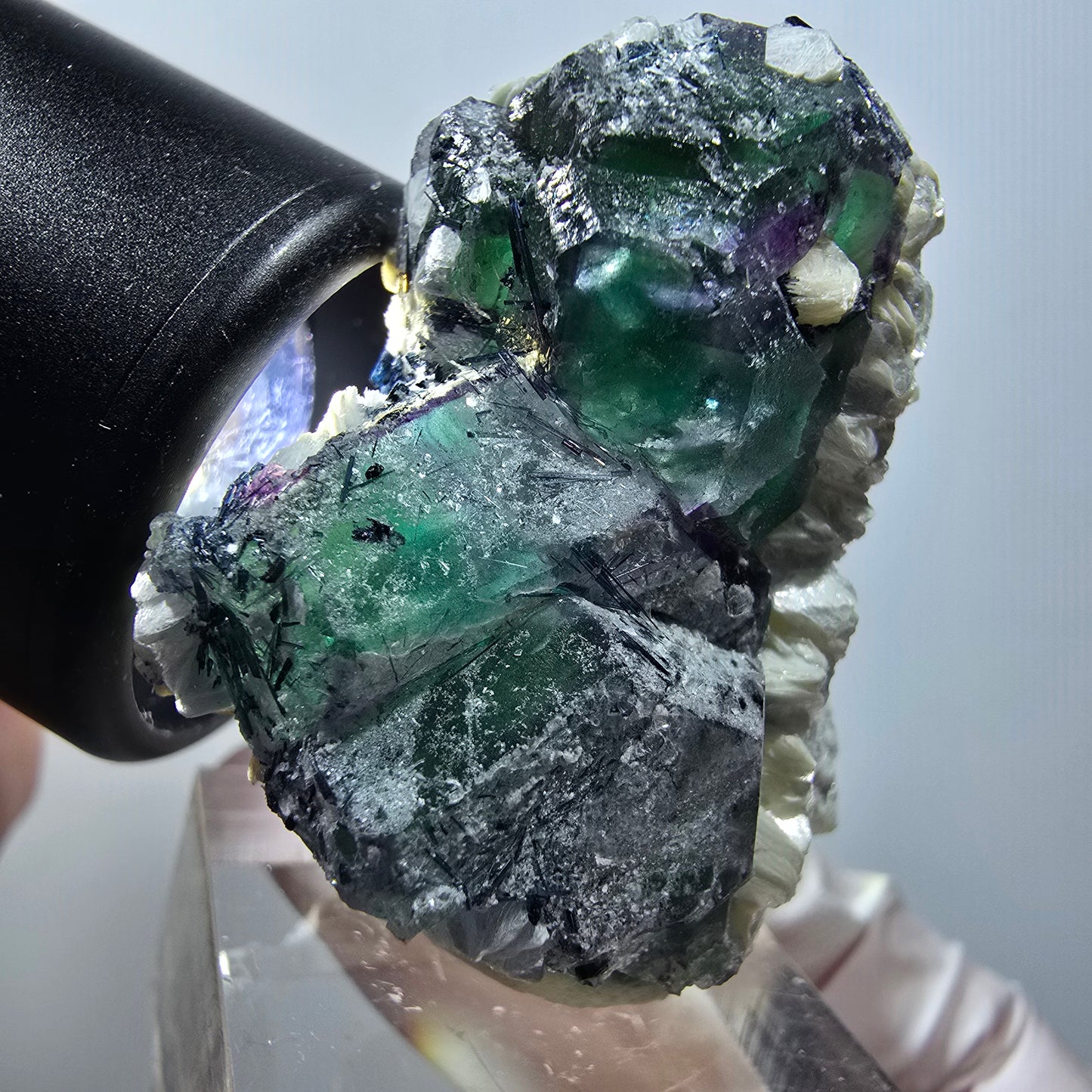 Phantom Fluorit, Schörl Turmalin, Muskovit Stufe Erongo, Namibia 42*37*25mm