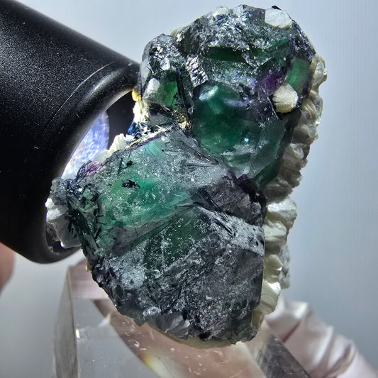 Phantom Fluorit, Schörl Turmalin, Muskovit Stufe Erongo, Namibia 42*37*25mm