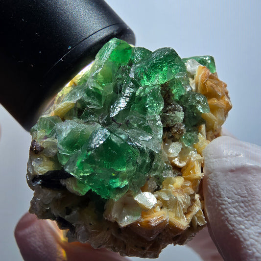 Phantom Fluorit, Schörl Turmalin, Muskovit Stufe Erongo, Namibia 54*39*34mm