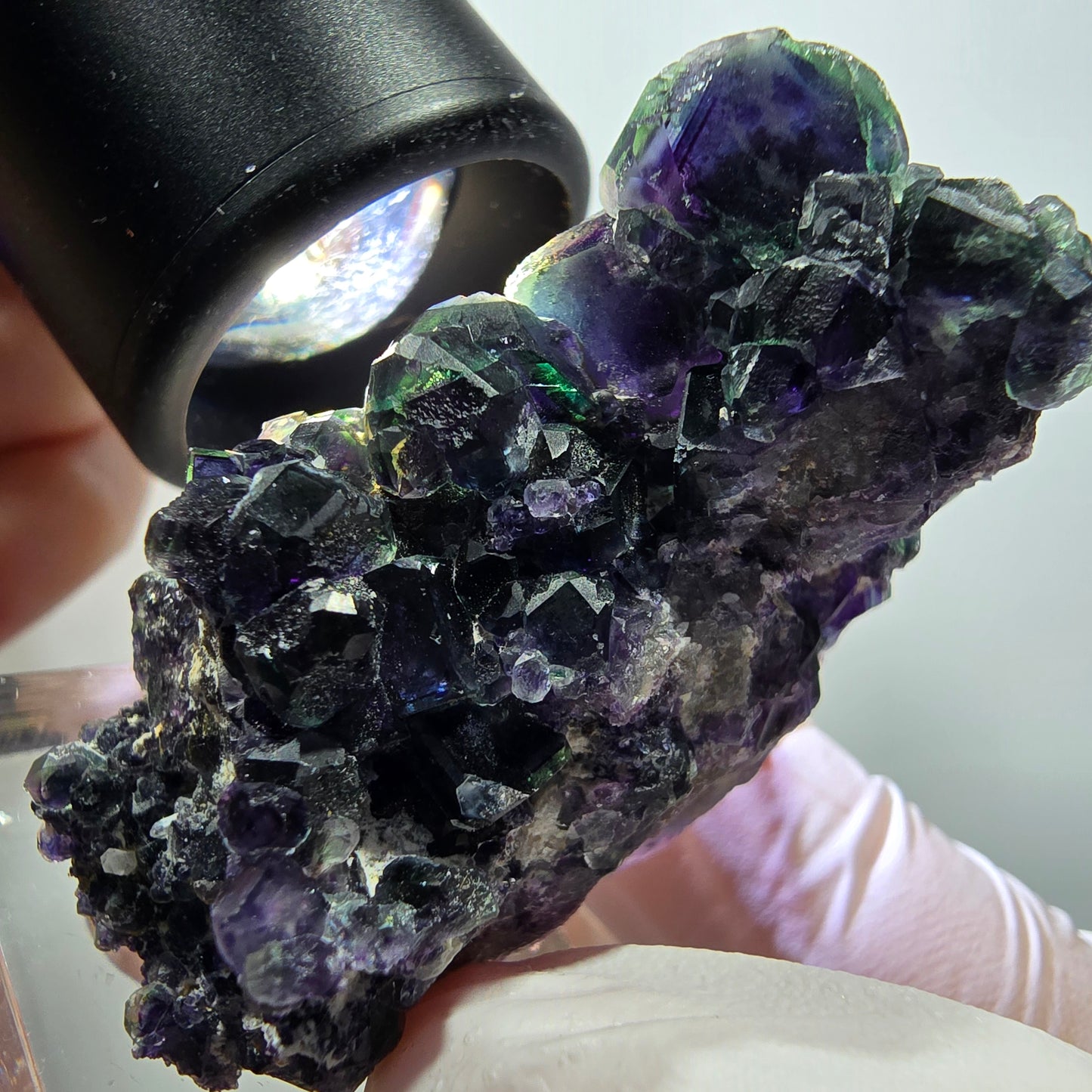 Seltene Phantom Fluorit Würfel, grün lila Okorusu, Namibia 49*35*22mm