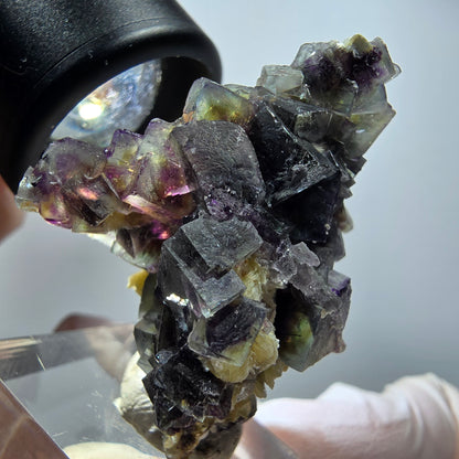 Bunte Phantom Fluorit, Schörl Turmalin, Muskovit Stufe Erongo Namibia 43*36*33mm