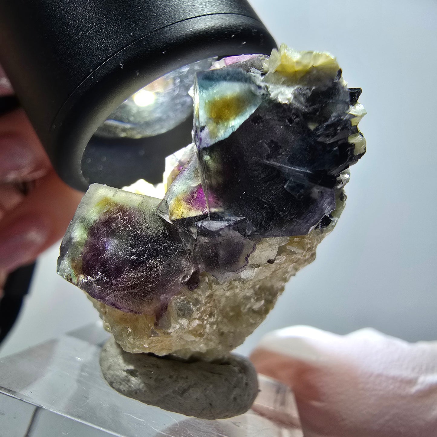 Bunte Phantom Fluorit, Schörl Turmalin, Muskovit Stufe Erongo Namibia 47*28*21mm