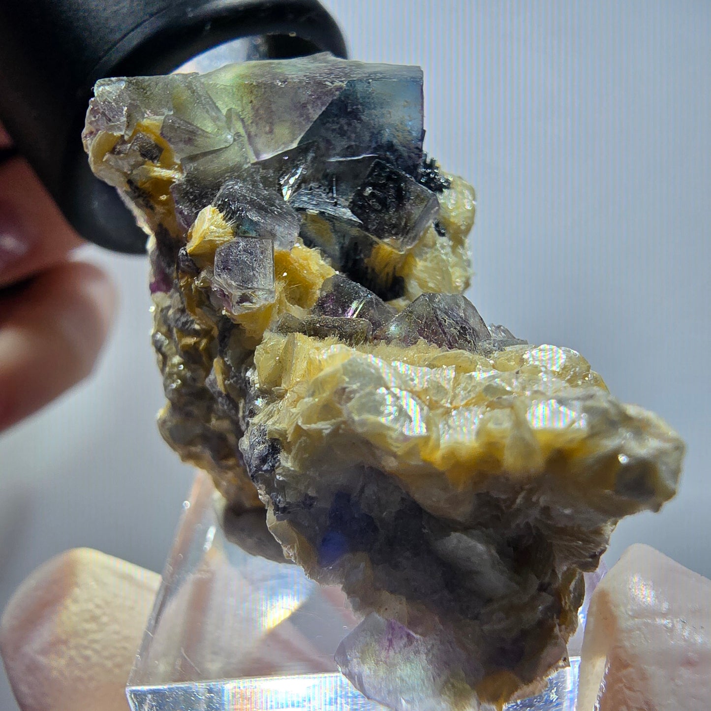 Bunte Phantom Fluorit, Schörl Turmalin, Muskovit Stufe Erongo, Namibia 44*32*27mm