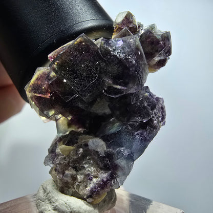 Bunte Phantom Fluorit Würfel, Muskovit, Hyalit Stufe Erongo, Namibia 40*30*27mm