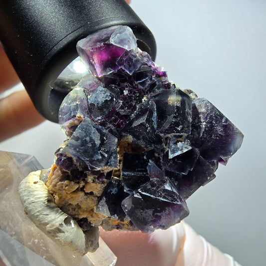 Seltene Phantom Fluorit Würfel, Quarz Stufe Okorusu, Namibia 36*32*17mm