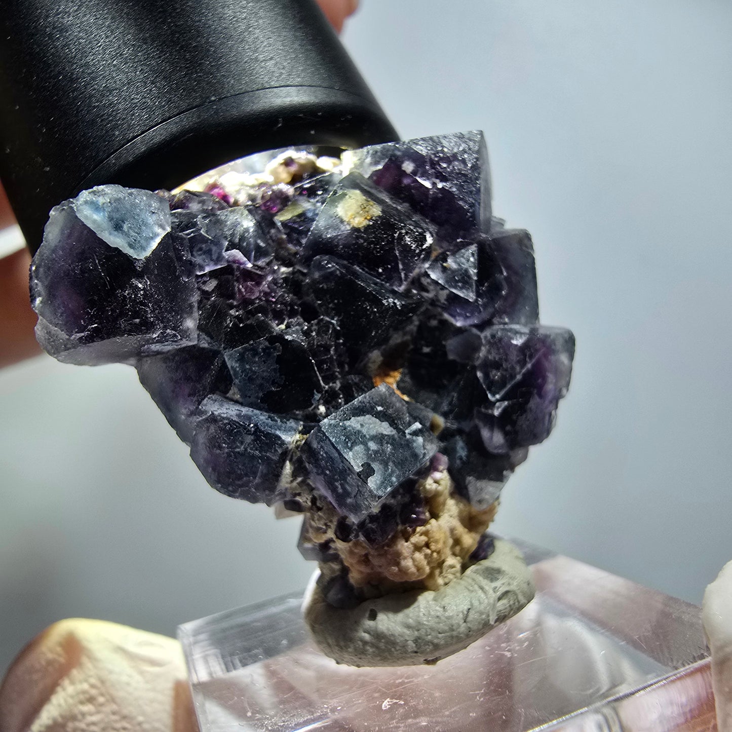 Seltene Phantom Fluorit Würfel, Quarz Stufe Okorusu, Namibia 36*32*17mm