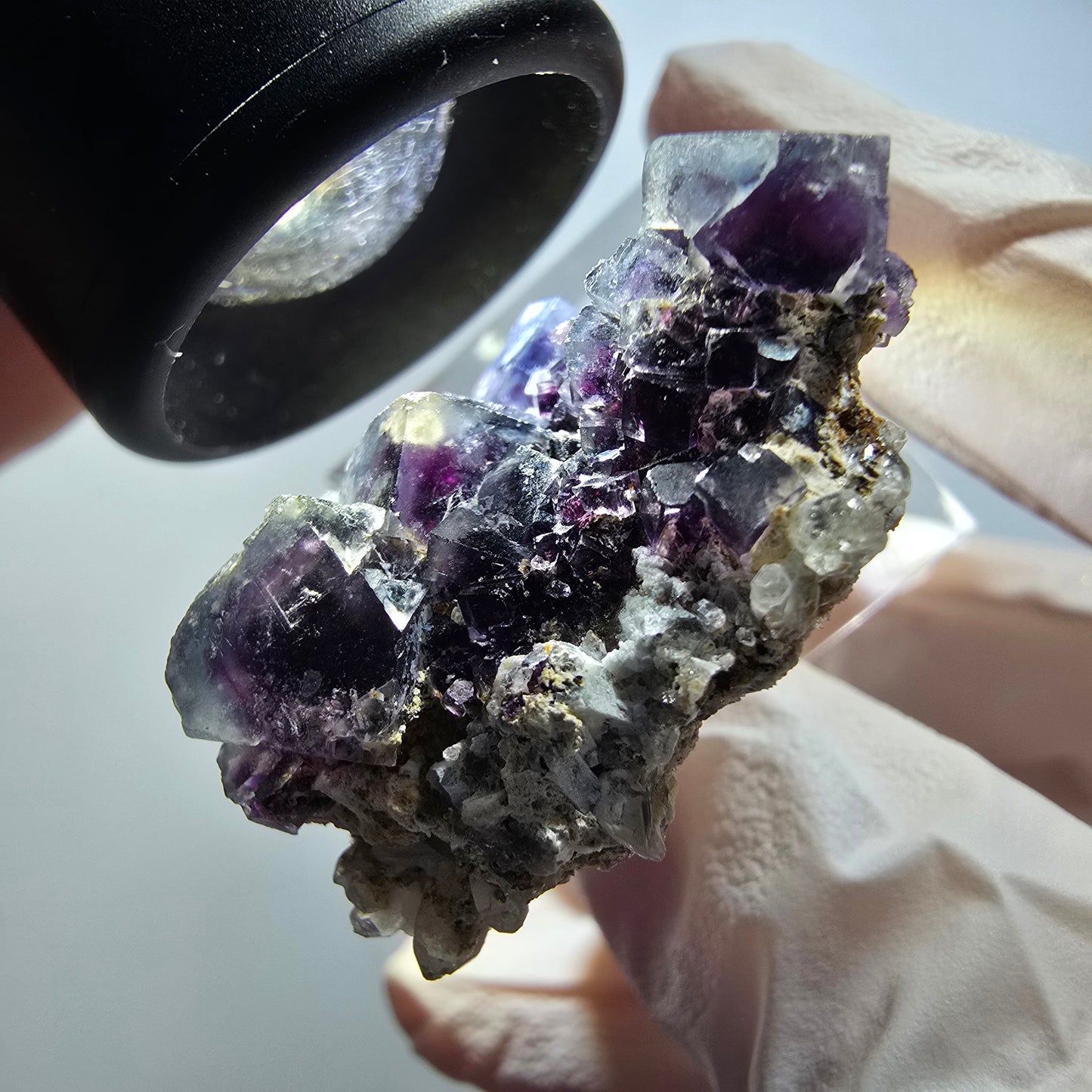 Seltene Phantom Fluorit Würfel, Quarz Stufe Okorusu, Namibia 36*32*17mm