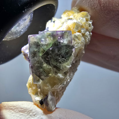 Bunte Phantom Fluorit, Schörl Turmalin, Muskovit, Hyalit, Quarz Erongo Namibia 37*26*23mm