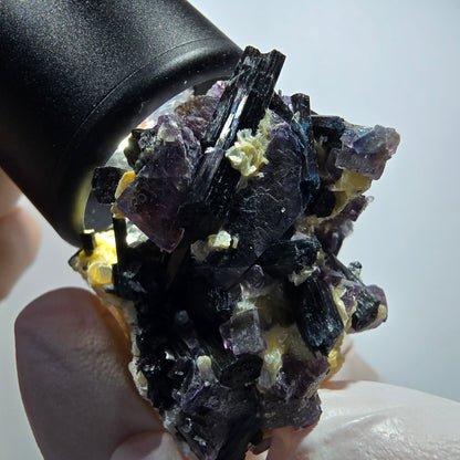 Bunte Phantom Fluorit, Schörl Turmalin, Muskovit Stufe Erongo, Namibia 46*31*34mm