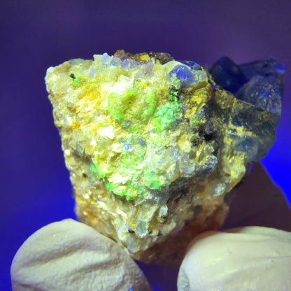 Phantom Fluorit Würfel, Muskovit, Hyalit Stufe Erongo, Namibia 36*32*24mm